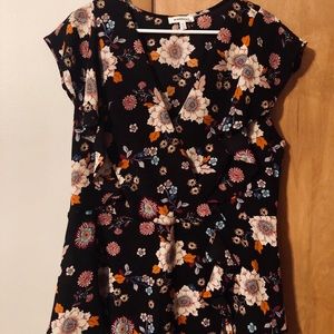 Floral Surplice Faux-Wrap Blouse Plus 3X